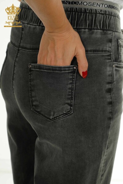 Toptan Kadın Pantolon Yazılı Gri - 2406-4513 | M - Thumbnail