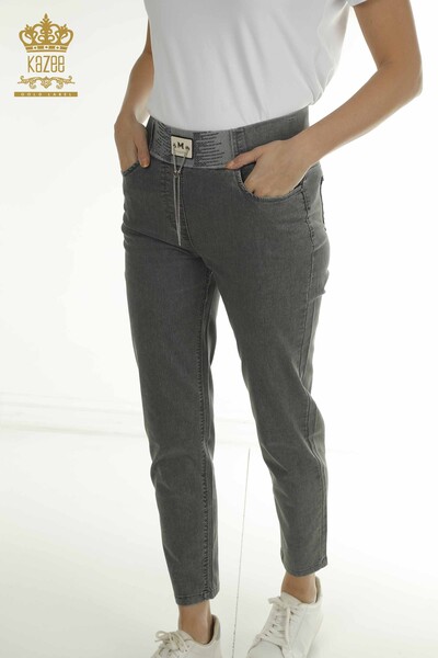 M - Toptan Kadın Pantolon Zincir Detaylı Antrasit - 2406-4548 | M (1)