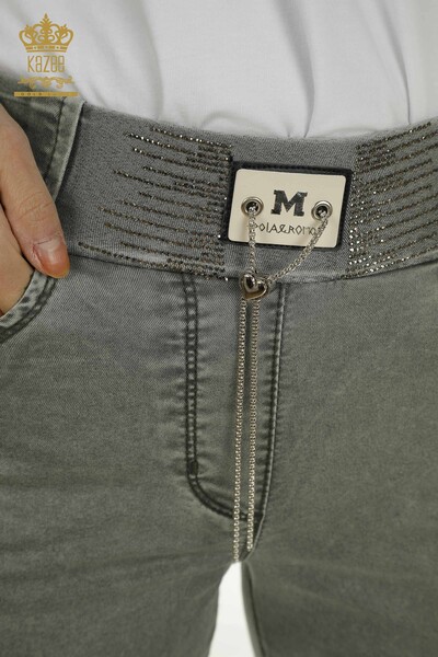 Toptan Kadın Pantolon Zincir Detaylı Haki - 2406-4548 | M - Thumbnail (2)