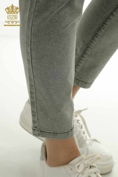 Toptan Kadın Pantolon Zincir Detaylı Haki - 2406-4548 | M - Thumbnail