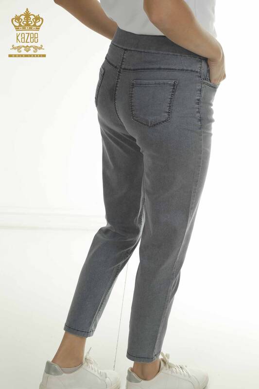 Toptan Kadın Pantolon Zincir Detaylı Mavi - 2406-4548 | M