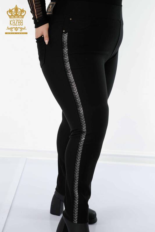 Toptan Kadın Tayt Pantolon Cep Detaylı Siyah - 3586 | KAZEE