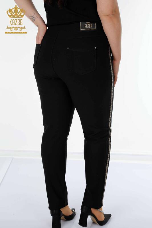 Toptan Kadın Tayt Pantolon Cep Detaylı Siyah - 3593 | KAZEE
