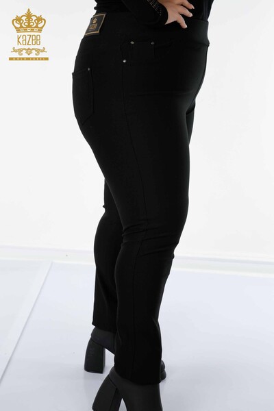 Toptan Kadın Tayt Pantolon Leopar Desenli Siyah - 3648 | KAZEE - Thumbnail