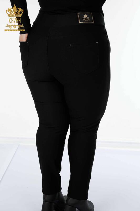 Toptan Kadın Tayt Pantolon Leopar Desenli Siyah - 3648 | KAZEE