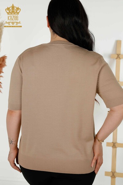 Toptan Kadın Triko Kazak Amerikan Model Bej - 30389 | KAZEE - 7