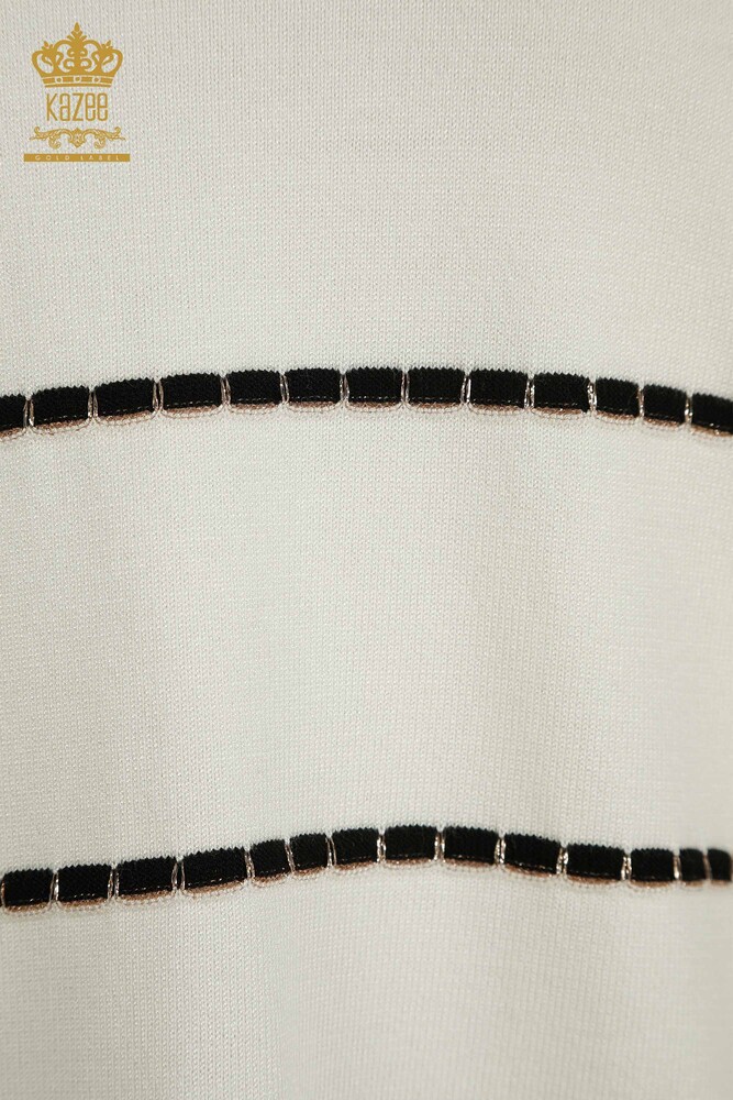 Toptan Kadın Triko Kazak Amerikan Model Ekru - 30355 | KAZEE - 3