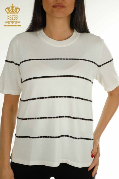 Toptan Kadın Triko Kazak Amerikan Model Ekru - 30355 | KAZEE - 2