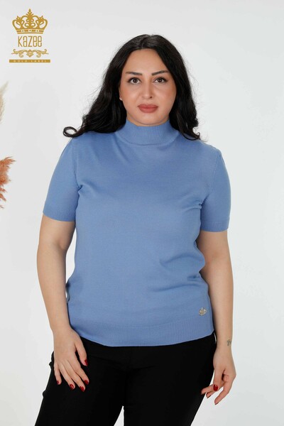 Toptan Kadın Triko Kazak Amerikan Model Mavi - 14541 | KAZEE - Thumbnail