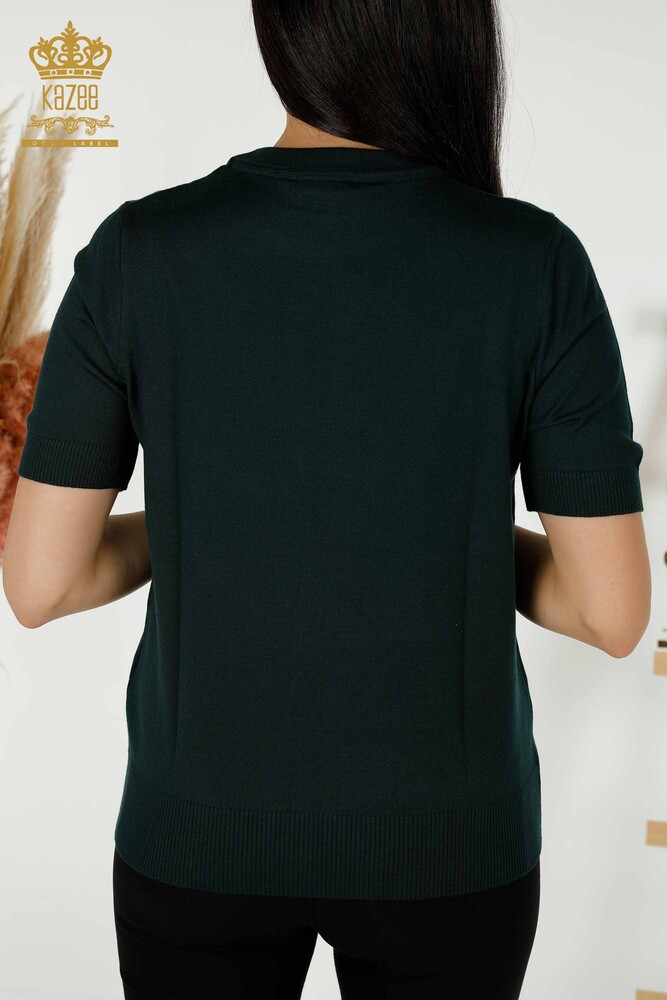Toptan Kadın Triko Kazak Basic Logolu Nefti - 30254 | KAZEE - 6