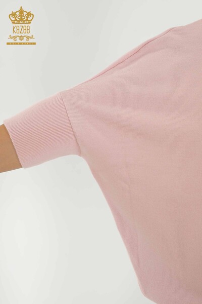 Toptan Kadın Triko Kazak Basic Pudra - 30241 | KAZEE - 5