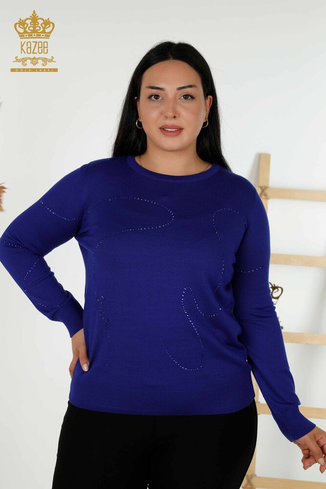 Toptan Kadın Triko Kazak Bisiklet Yaka Saks - 30157 | KAZEE - 1