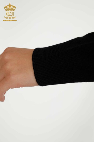 Toptan Kadın Triko Kazak Bisiklet Yaka Siyah - 30027 | KAZEE - 6