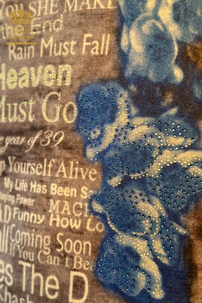 Toptan Kadın Triko Kazak Yazı Detaylı Desenli - 18499 | KAZEE - 3