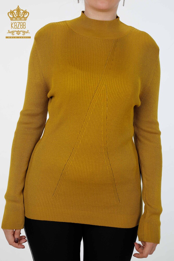 Toptan Bayan Triko Kol Detaylı Taş İşlemeli Dik Yaka - 16248 | KAZEE - 27