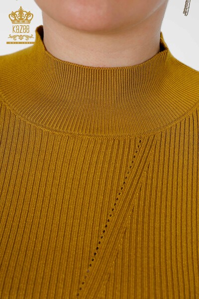 Toptan Bayan Triko Kol Detaylı Taş İşlemeli Dik Yaka - 16248 | KAZEE - 28