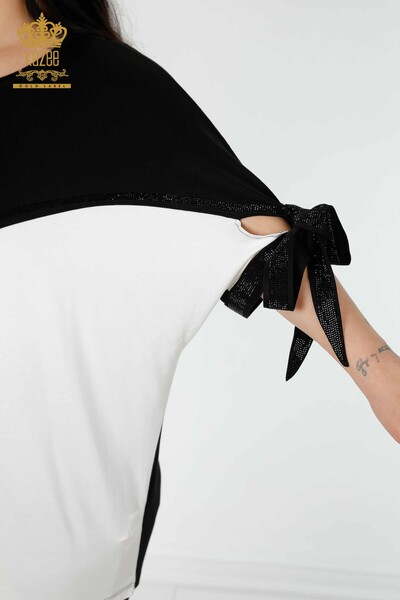 Toptan Kadın Tunik İki Renkli Siyah Ekru - 77732 | KAZEE - Thumbnail
