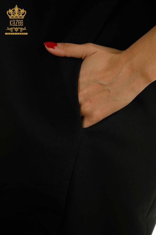 Toptan Kadın Tunik Yazı Detaylı Siyah - 2402-231026 | S&M