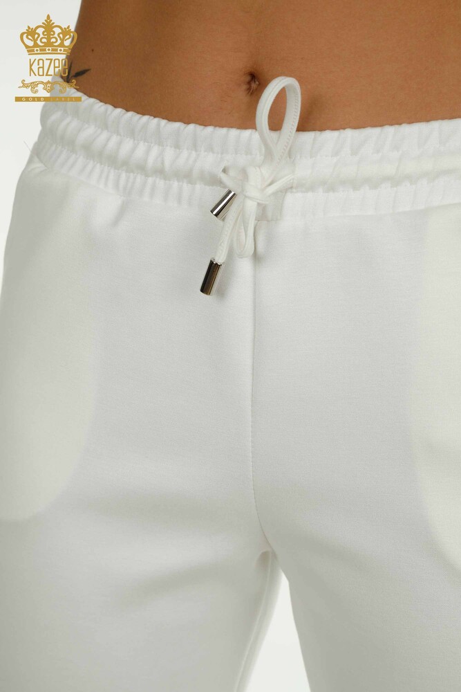 Toptan Kadın Üçlü Eşofman Takımı Düğme Detaylı Ekru - 17633 | KAZEE - 12