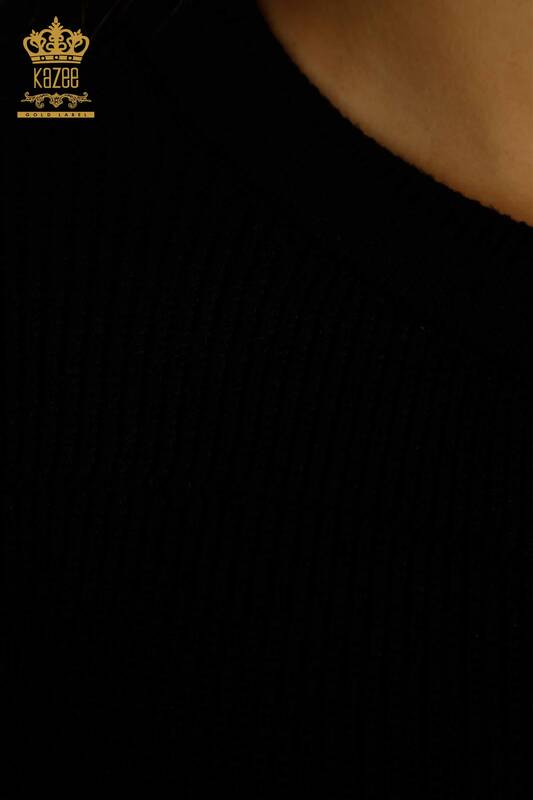 Toptan Kadın Uzun Hırka Delikli Siyah - 30643 | KAZEE