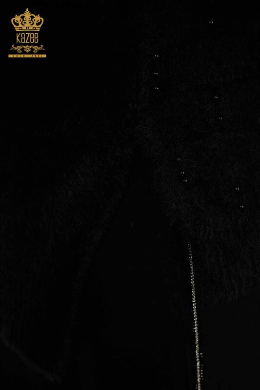 Toptan Kadın Yelek Boncuk Detaylı Kolsuz Siyah - 30739 | KAZEE