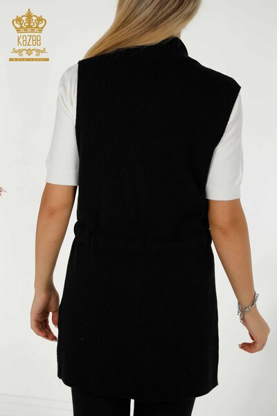 Toptan Kadın Yelek İp Bağlamalı Siyah - 30410 | KAZEE - 6