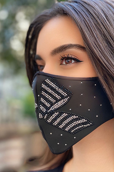 Toptan Kadın Maske Taş İşlemeli Kurdele Detaylı - 363 | KAZEE - Thumbnail