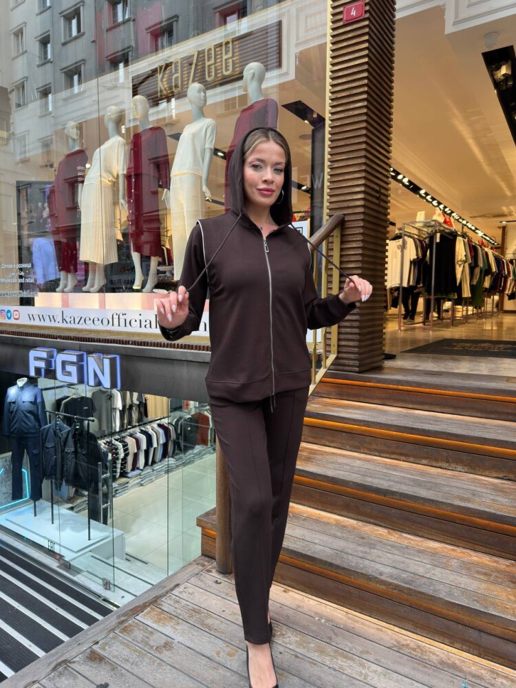 Tracksuit Set - Hooded - Brown - 17814 | KAZEE (3-Piece Set M-L-XL) - 5