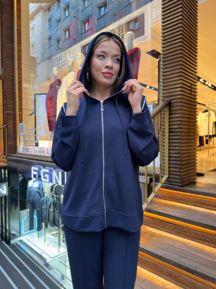 Tracksuit Set - Hooded - Navy Blue - 17814 | KAZEE (3-Piece Set M-L-XL) - 4