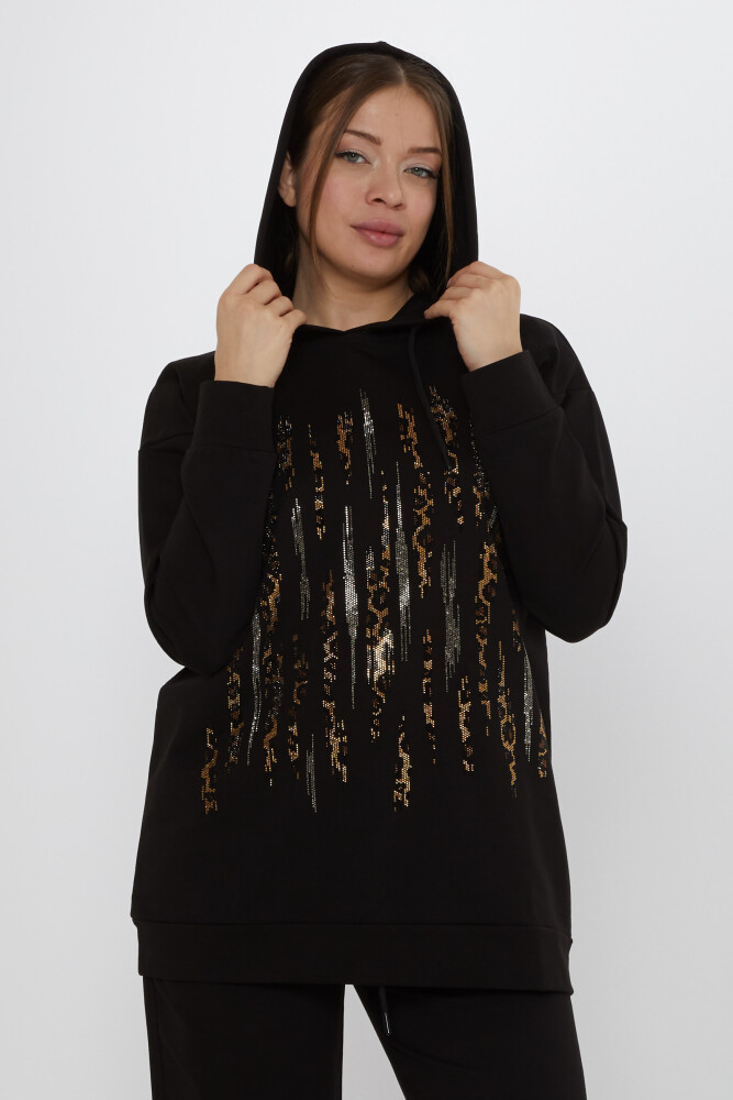 Tracksuit Set Leopard Stone Embroidered Black - 17901 | KAZEE (Set of 3 M-L-XL) - 3