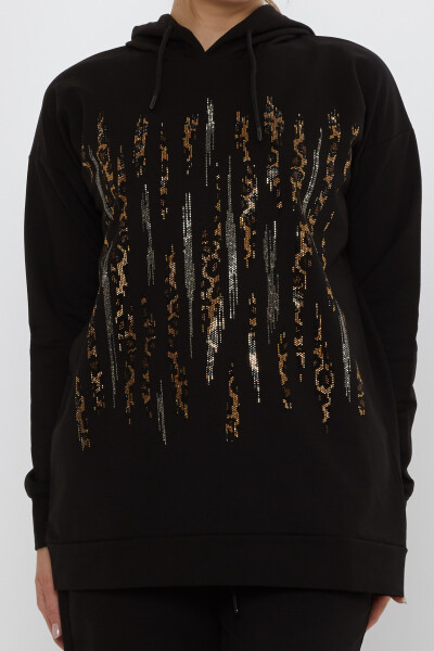 Tracksuit Set Leopard Stone Embroidered Black - 17901 | KAZEE (Set of 3 M-L-XL) - 4