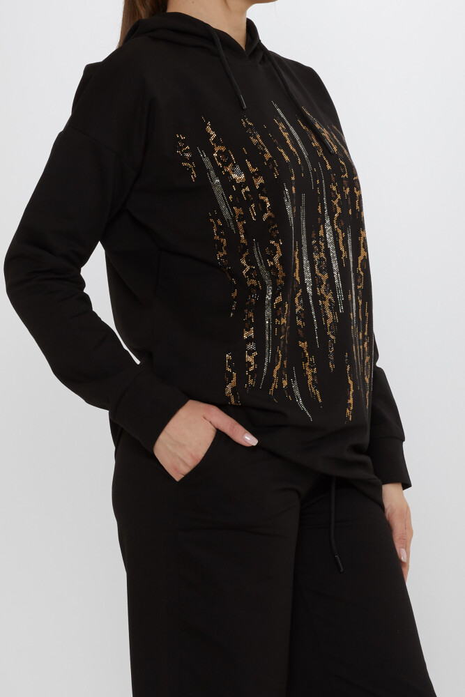 Tracksuit Set Leopard Stone Embroidered Black - 17901 | KAZEE (Set of 3 M-L-XL) - 7