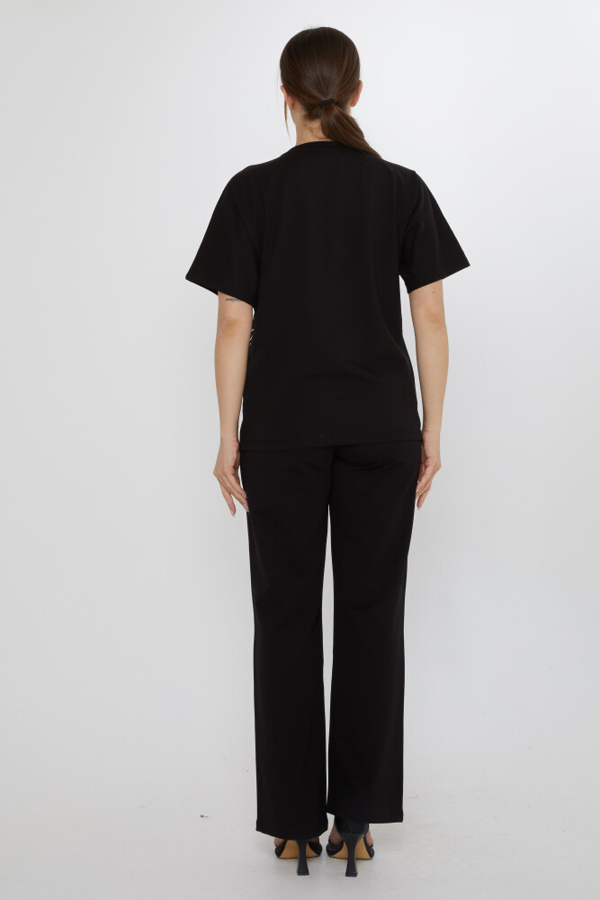 Tracksuit Set Letter Embellishment, Black - 17906 | KAZEE (3-Piece Set M-L-XL) - 6