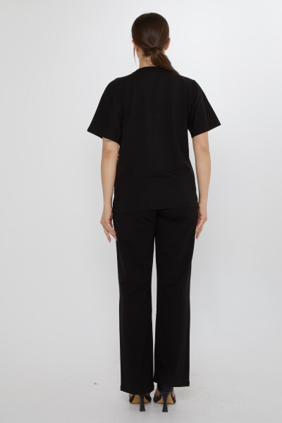 Tracksuit Set Letter Embellishment, Black - 17906 | KAZEE (3-Piece Set M-L-XL) - 6