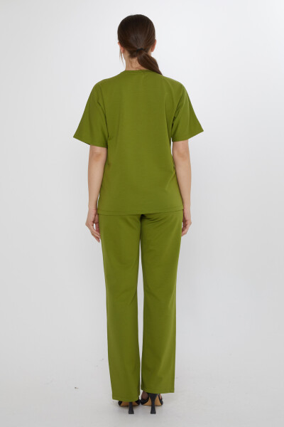 Tracksuit Set - Letter Embellished with Stones - Green - 17906 | KAZEE (3-Piece Set M-L-XL) - 6