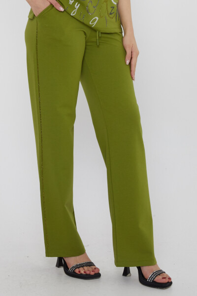 Tracksuit Set - Letter Embellished with Stones - Green - 17906 | KAZEE (3-Piece Set M-L-XL) - 4