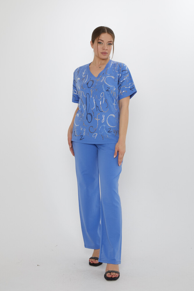 Tracksuit Set with Letter Embellishment, Mint - 17906 | KAZEE (3-Piece Set M-L-XL) - 1
