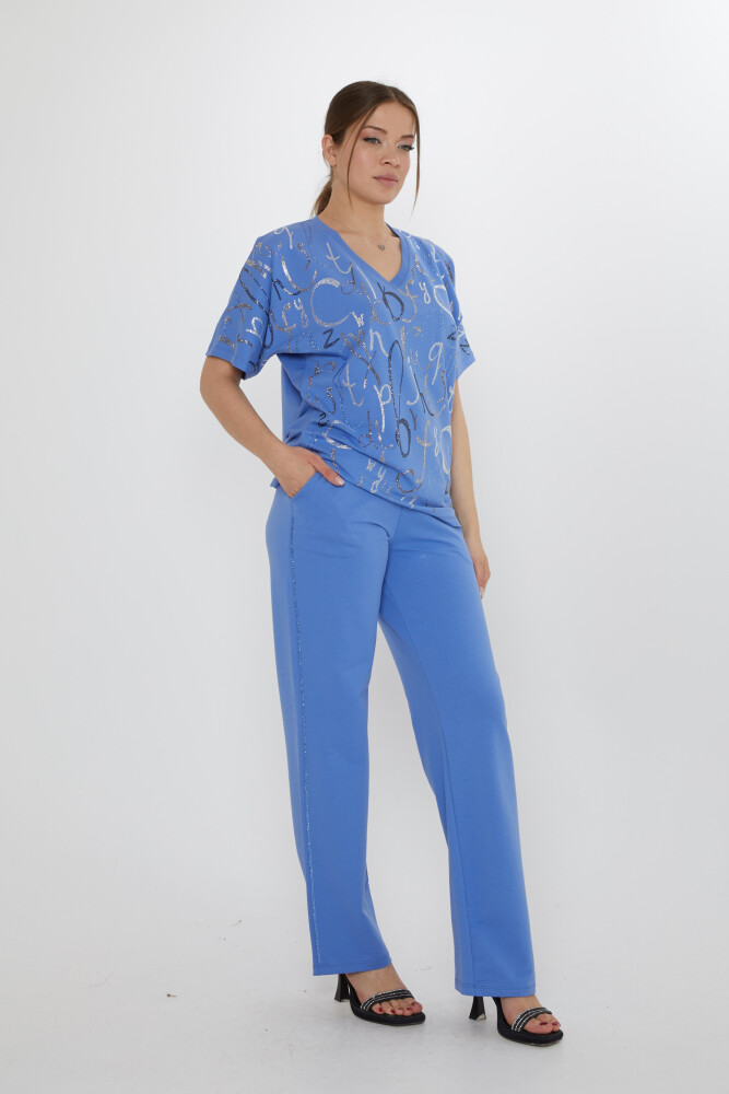 Tracksuit Set with Letter Embellishment, Mint - 17906 | KAZEE (3-Piece Set M-L-XL) - 2