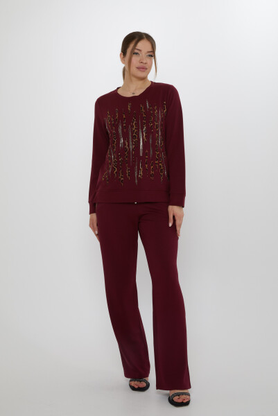 Tracksuit Set Pocket Detailed Claret Red - 17886 | KAZEE (Set of 3 M-L-XL) - KAZEE 