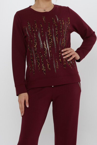 Tracksuit Set Pocket Detailed Claret Red - 17886 | KAZEE (Set of 3 M-L-XL) - 3