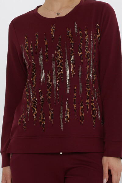 Tracksuit Set Pocket Detailed Claret Red - 17886 | KAZEE (Set of 3 M-L-XL) - 4