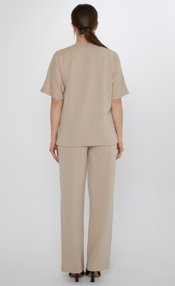 Tracksuit Set Short-Sleeved Beige - 17893 | KAZEE (3-Piece Set M-L-XL) - 6