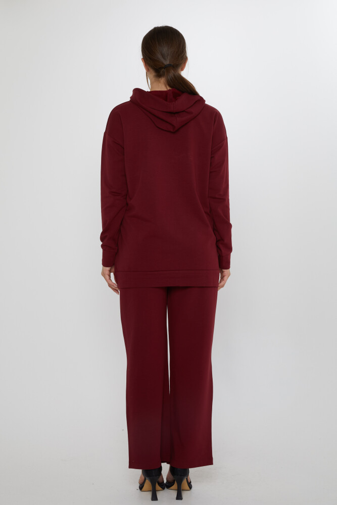 Tracksuit Set - Square Stone Embellished - Burgundy - 17899 | KAZEE (3-Piece Set M-L-XL) - 6