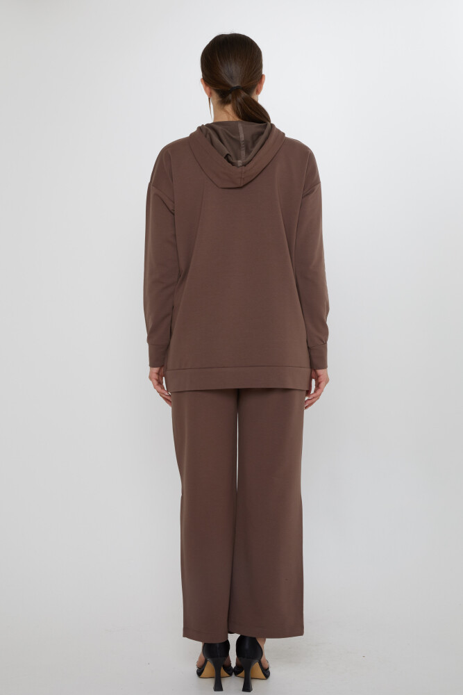 Tracksuit Set - Square Stone Embellished - Brown - 17899 | KAZEE (3-Piece Set M-L-XL) - 7