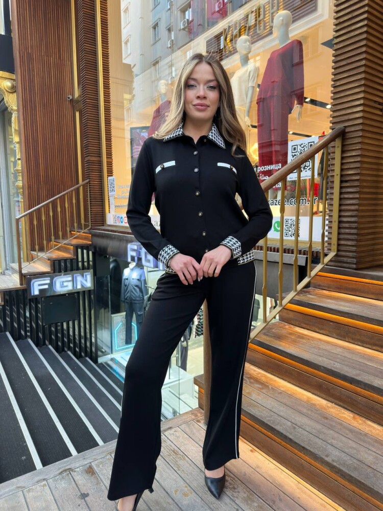 Tracksuit Set Button Detail, Black - 17957 | KAZEE (3-Piece Set L-XL-2XL) - 2