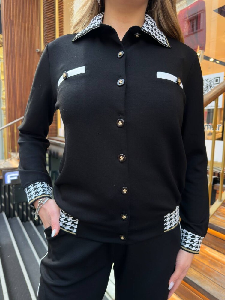 Tracksuit Set Button Detail, Black - 17957 | KAZEE (3-Piece Set L-XL-2XL) - 4