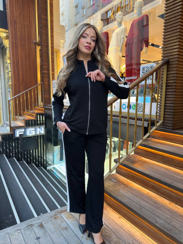 Tracksuit Set with Zipper Black - 17959 | KAZEE (3-Piece Set M-L-XL) - 2
