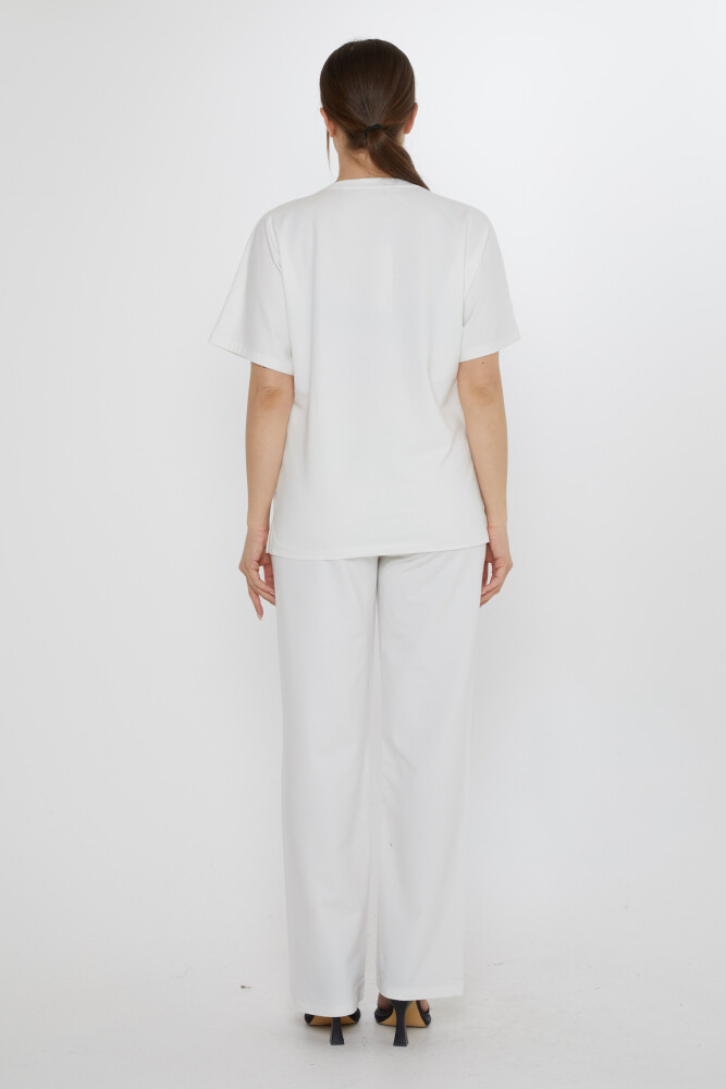 Tracksuit Set with Letter Embellishment, Ecru - 17906 | KAZEE (3-Piece Set M-L-XL) - 7