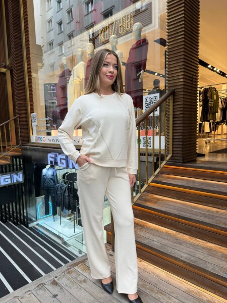 Tracksuit Set - Stone Embellished - Beige - 17761 | KAZEE (3-Piece Set M-L-XL) - KAZEE (1)