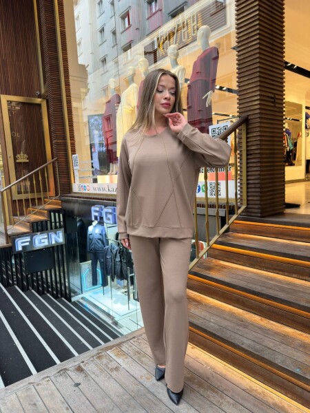 Tracksuit Set - Stone Embellished - Dark Beige - 17761 | KAZEE (3-Piece Set M-L-XL) - KAZEE (1)